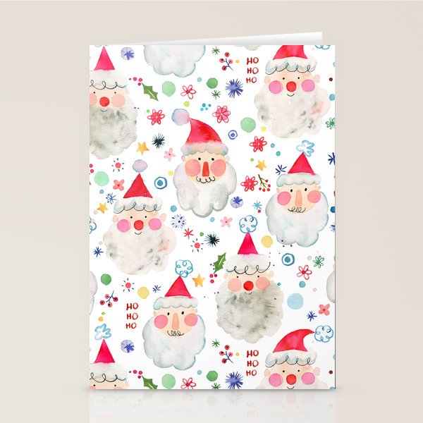 Holiday 2025 Santa claus Happy cute portrait Multicolored Christmas Stationery Card Gallery Image 2