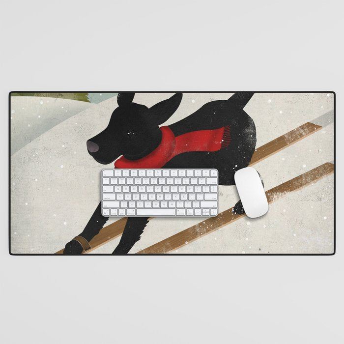 Black Dog Labrador Ski Mountain Desk Mat Gallery Image 1