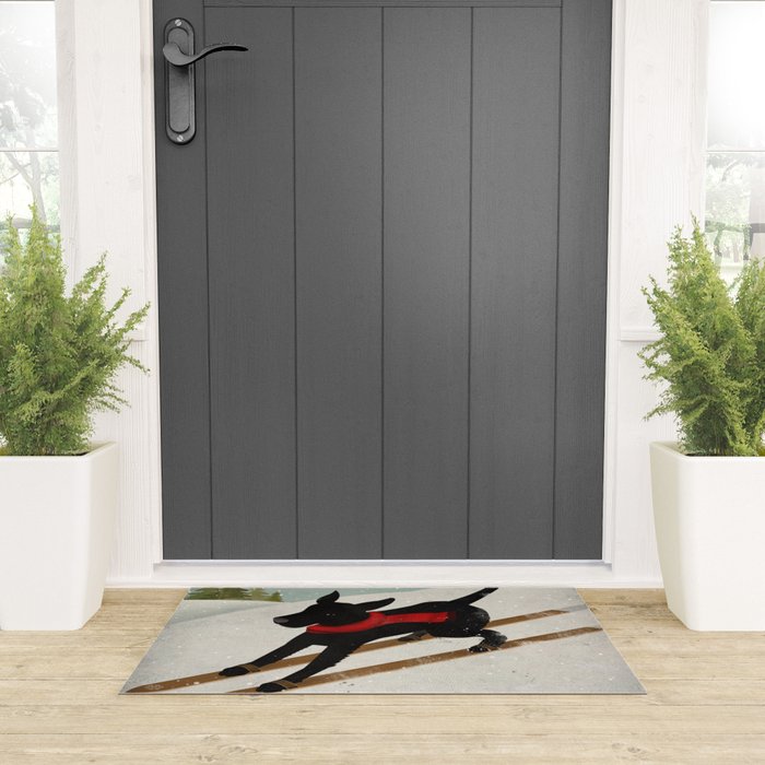 Black Dog Labrador Ski Mountain Welcome Mat Gallery Image 3