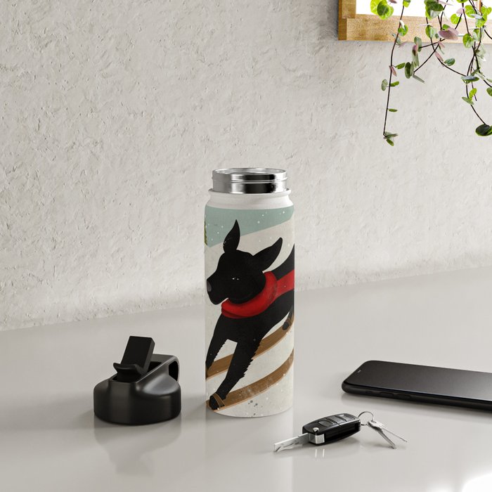 Black Dog Labrador Ski Mountain Water Bottle Gallery Image 4