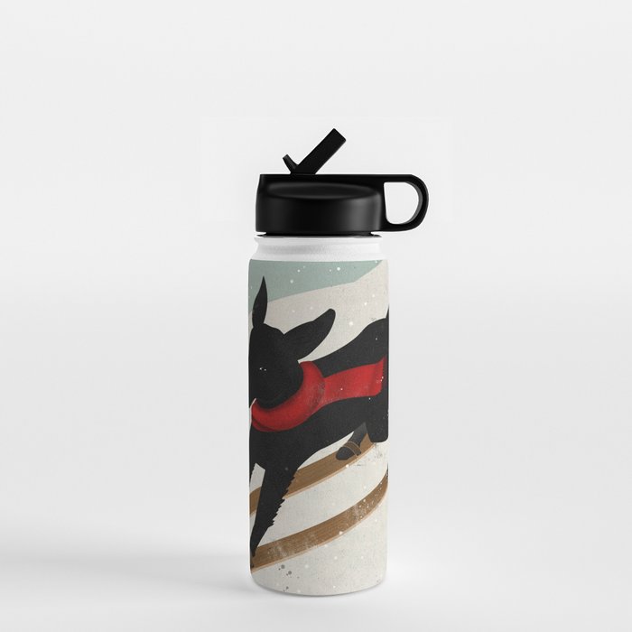 Black Dog Labrador Ski Mountain Water Bottle Gallery Image 1