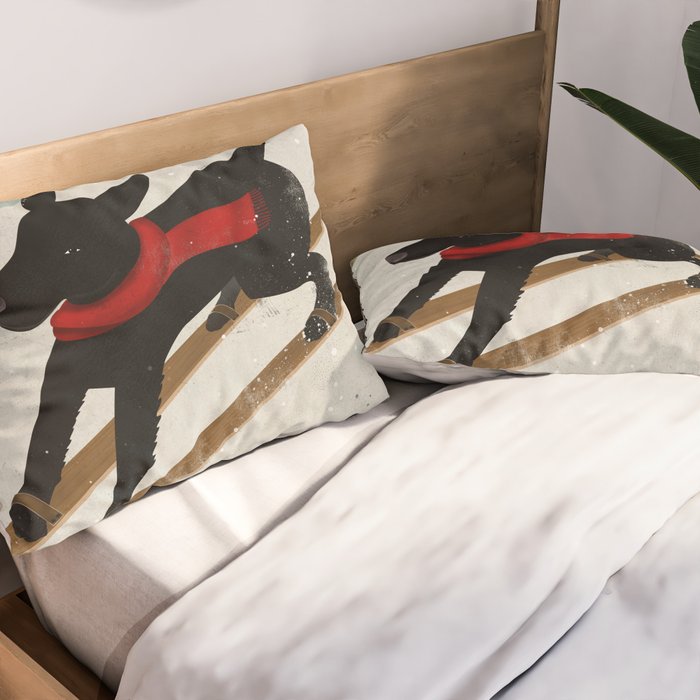 Black Dog Labrador Ski Mountain Pillow Sham Gallery Image 2
