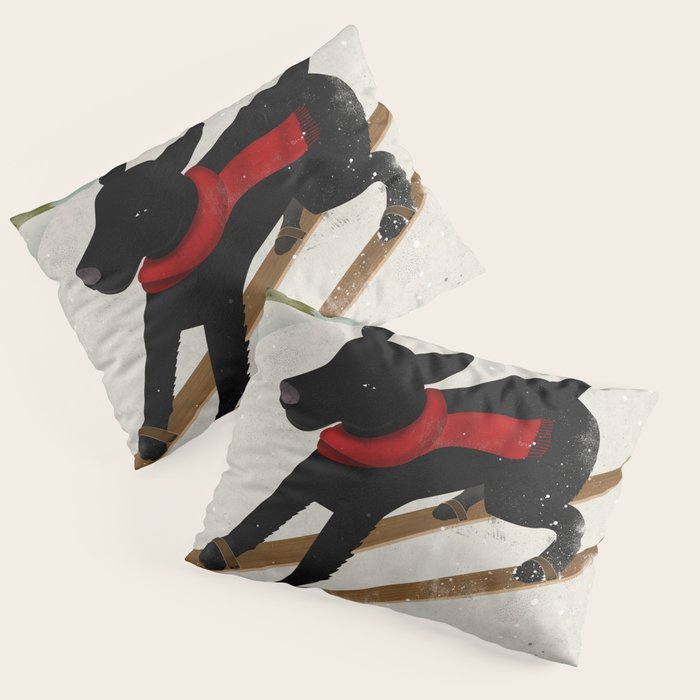 Black Dog Labrador Ski Mountain Pillow Sham Gallery Image 3