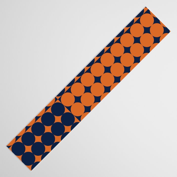 Abstraction Shapes 30 in vintage Orange and Navy Blue Table Runner Gallery Image 3