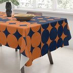 Abstraction Shapes 30 in vintage Orange and Navy Blue Tablecloth Gallery Image 3