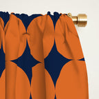 Abstraction Shapes 30 in vintage Orange and Navy Blue Window Curtain Gallery Image 2