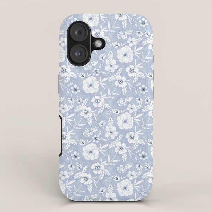 Hand drawn blue and white florals iPhone Case Gallery Image 1