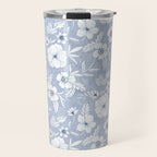 Hand drawn blue and white florals Travel Mug Gallery Image 1