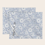 Hand drawn blue and white florals Placemat Gallery Image 1