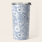 Hand drawn blue and white florals Travel Mug Gallery Image 2