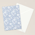 Hand drawn blue and white florals Stationery Card Gallery Image 2