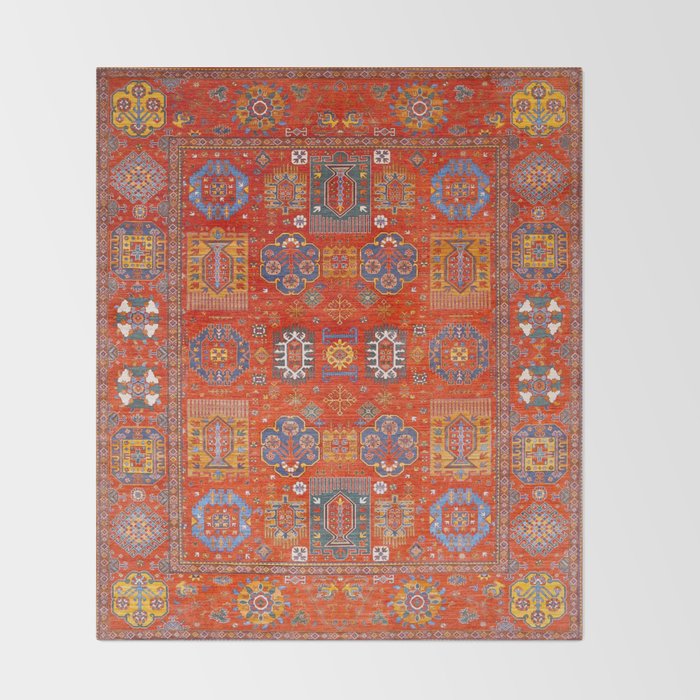 Orange Angel Snowfall Kazak Persian Rug Throw Blanket Gallery Image 2