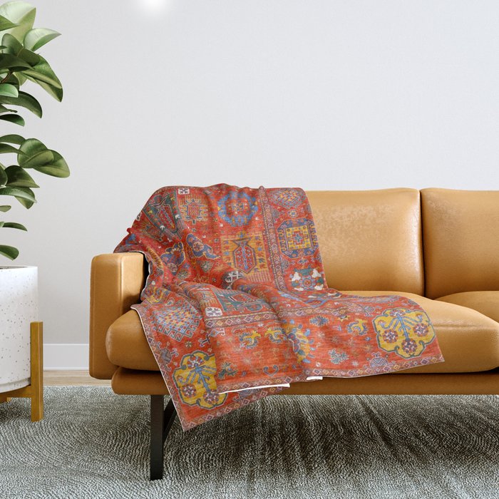 Orange Angel Snowfall Kazak Persian Rug Throw Blanket Gallery Image 1