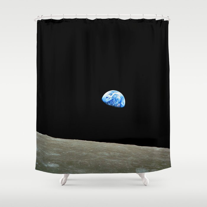 Earthrise - The Original Apollo 8 Color Photograph Shower Curtain Gallery Image 1
