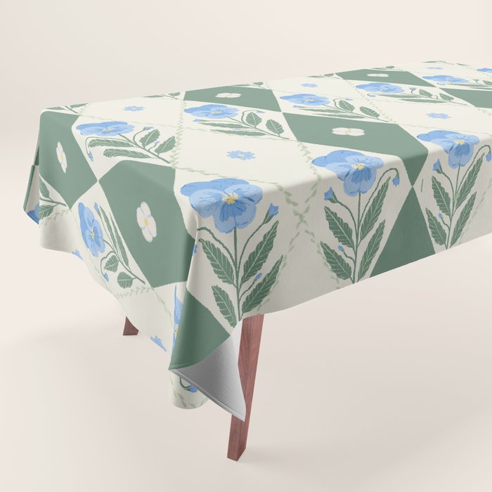 Pansy Diamond Floral Pattern Tablecloth Gallery Image 1