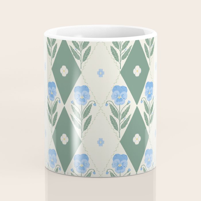 Pansy Diamond Floral Pattern Coffee Mug Gallery Image 4