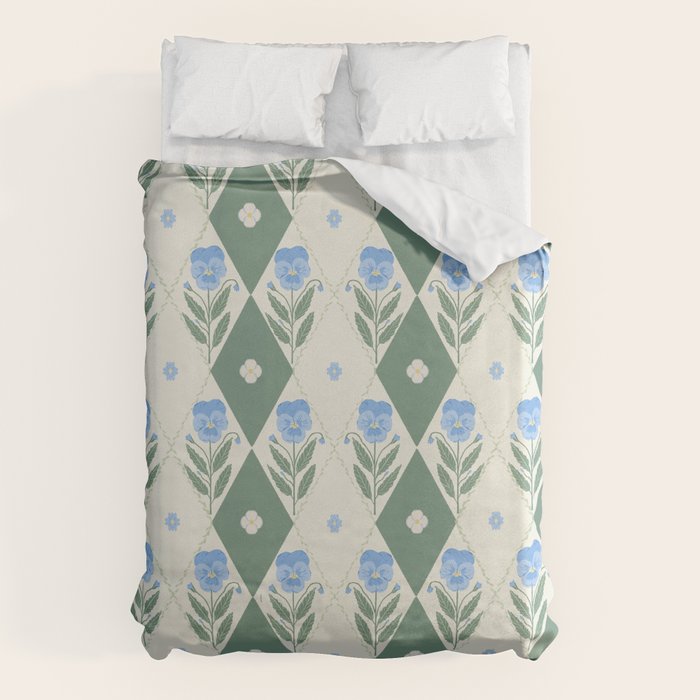 Pansy Diamond Floral Pattern Duvet Cover Gallery Image 6