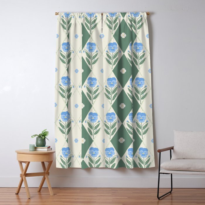 Pansy Diamond Floral Pattern Window Curtain Gallery Image 1