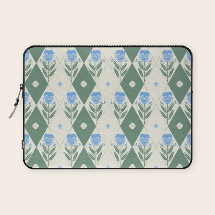 Pansy Diamond Floral Pattern Laptop Sleeve Gallery Image 1