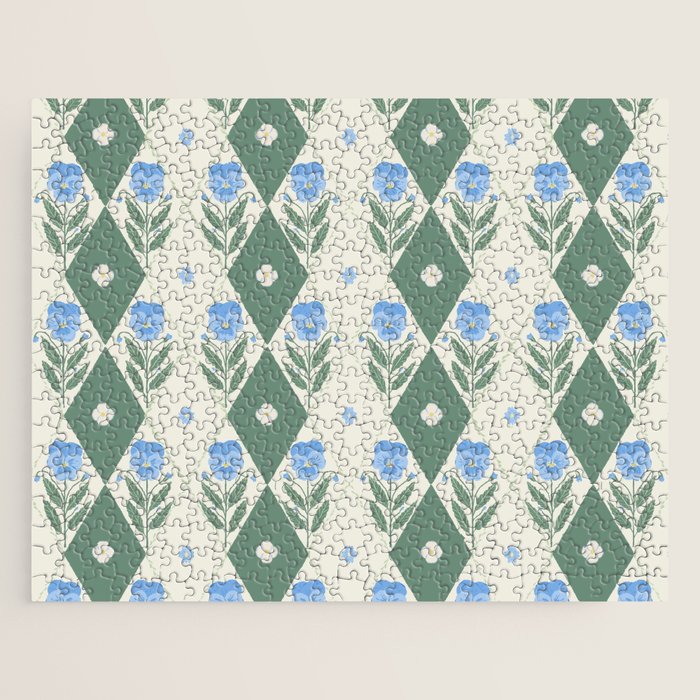 Pansy Diamond Floral Pattern Jigsaw Puzzle Gallery Image 1