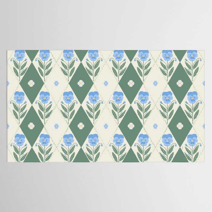 Pansy Diamond Floral Pattern Tablecloth Gallery Image 2