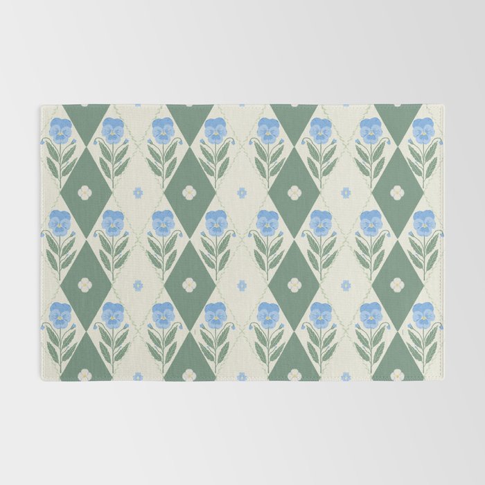 Pansy Diamond Floral Pattern Rug Gallery Image 2