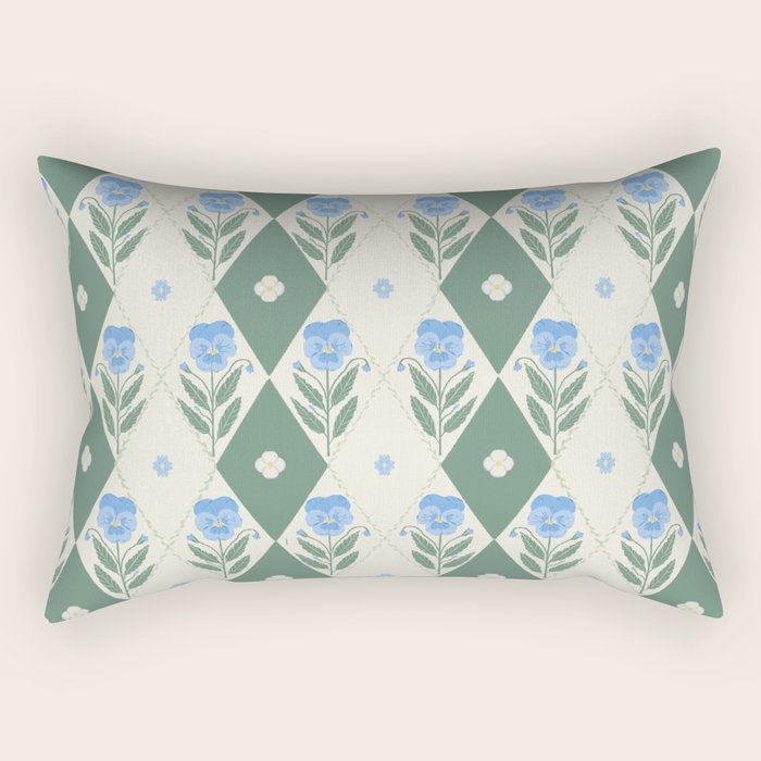 Pansy Diamond Floral Pattern Rectangular Pillow Gallery Image 2