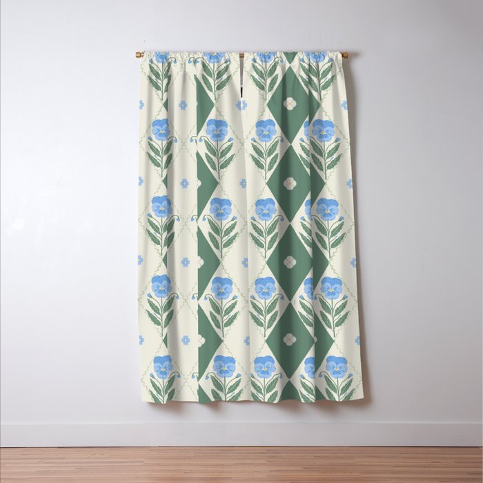 Pansy Diamond Floral Pattern Window Curtain Gallery Image 3