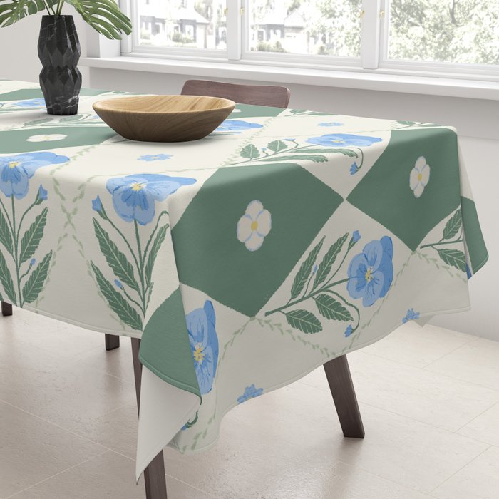 Pansy Diamond Floral Pattern Tablecloth Gallery Image 3
