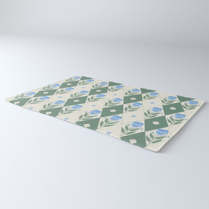 Pansy Diamond Floral Pattern Rug Gallery Image 3