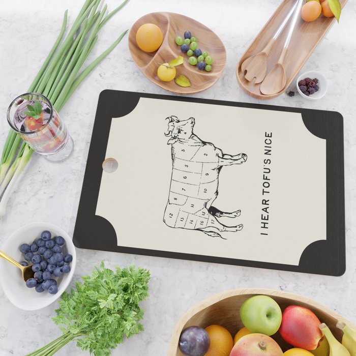 I Hear Tofu's Nice - Funny Vegan Kitchen Quotes Cutting Board Gallery Image 2