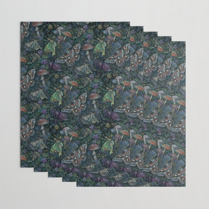 Atlas Moth  Mushroom Night Wrapping Paper Gallery Image 3