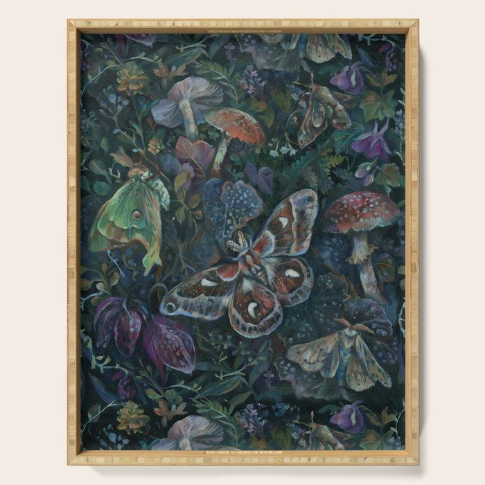 Atlas Moth  Mushroom Night Serving Tray Gallery Image 1