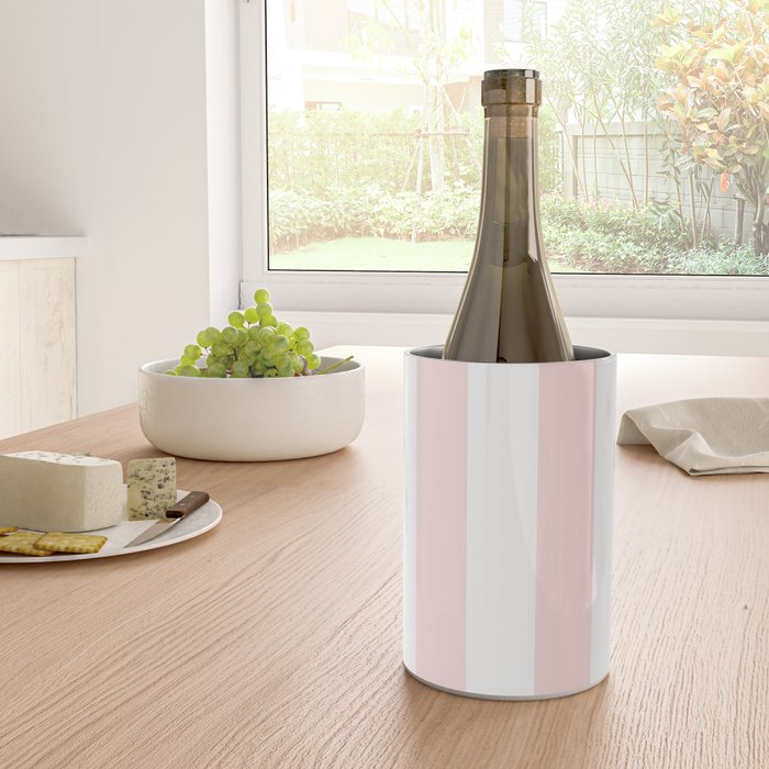Pink Bubblegum Pop and White Wide Cabana Stripes Wine Chiller Gallery Image 4