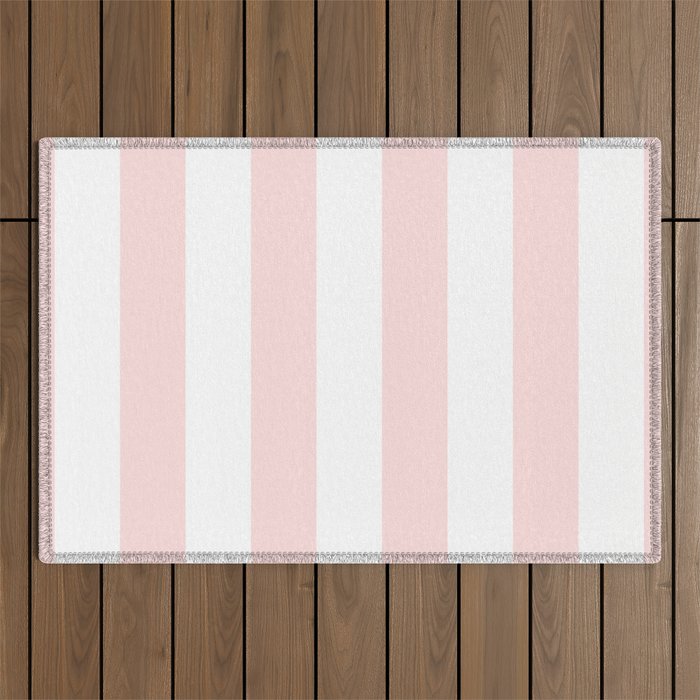 Pink Bubblegum Pop and White Wide Cabana Stripes Outdoor Rug Gallery Image 1