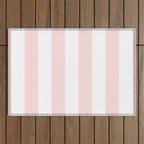 Pink Bubblegum Pop and White Wide Cabana Stripes Outdoor Rug Gallery Image 1