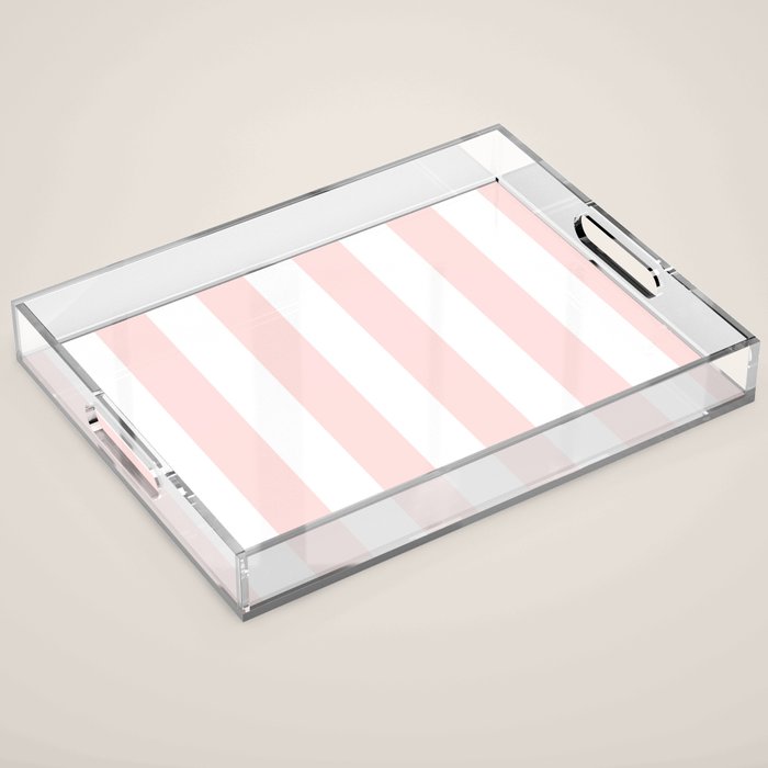 Pink Bubblegum Pop and White Wide Cabana Stripes Acrylic Tray Gallery Image 1