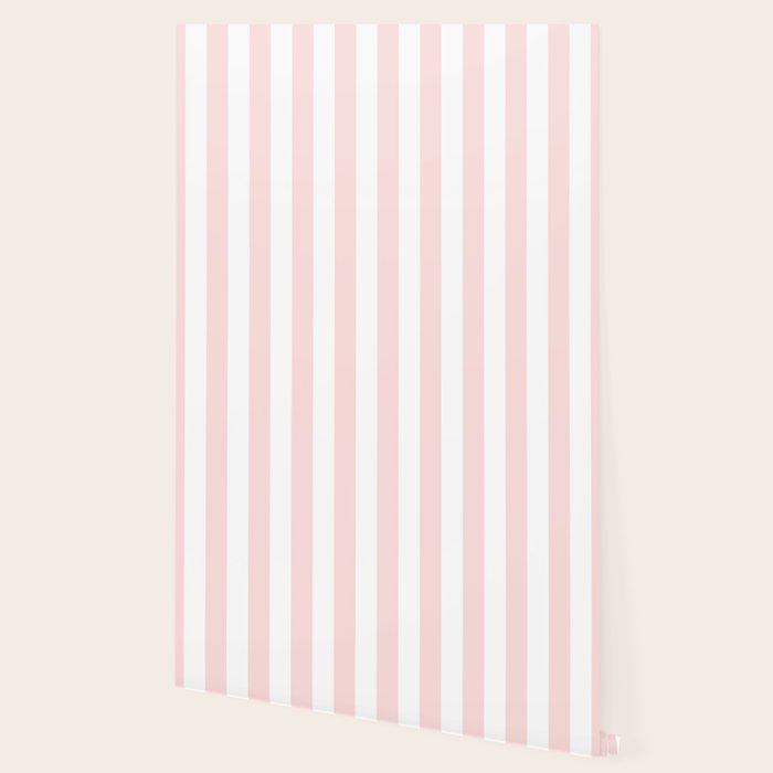 Pink Bubblegum Pop and White Wide Cabana Stripes Wallpaper Gallery Image 2