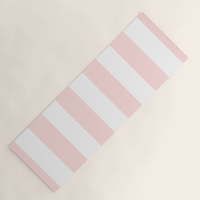 Pink Bubblegum Pop and White Wide Cabana Stripes Yoga Mat Gallery Image 1