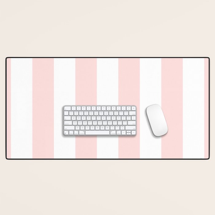 Pink Bubblegum Pop and White Wide Cabana Stripes Desk Mat Gallery Image 1