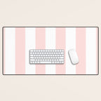 Pink Bubblegum Pop and White Wide Cabana Stripes Desk Mat Gallery Image 1
