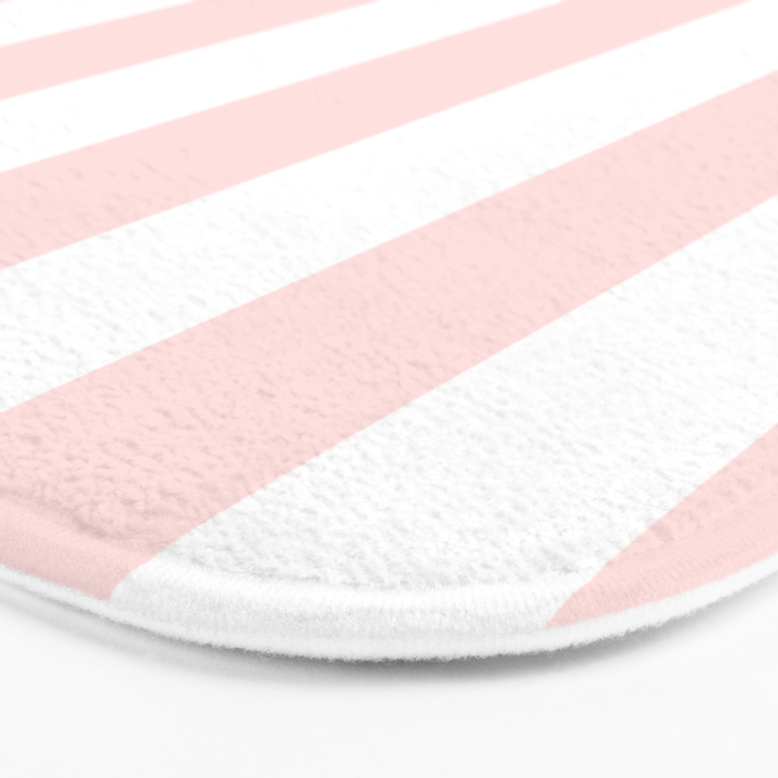 Pink Bubblegum Pop and White Wide Cabana Stripes Bath Mat Gallery Image 3