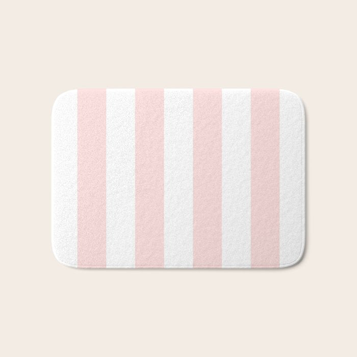 Pink Bubblegum Pop and White Wide Cabana Stripes Bath Mat Gallery Image 1