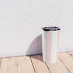 Pink Bubblegum Pop and White Wide Cabana Stripes Travel Mug Gallery Image 4