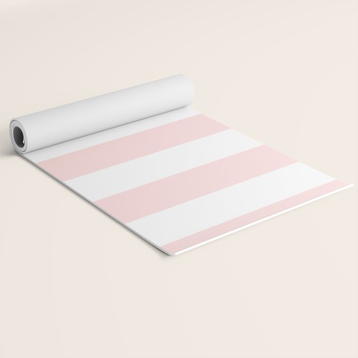 Pink Bubblegum Pop and White Wide Cabana Stripes Yoga Mat Gallery Image 2