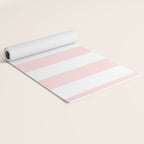 Pink Bubblegum Pop and White Wide Cabana Stripes Yoga Mat Gallery Image 2