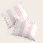 Pink Bubblegum Pop and White Wide Cabana Stripes Pillow Sham Gallery Image 3