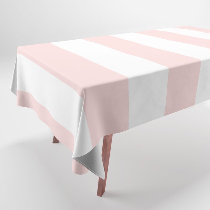 Pink Bubblegum Pop and White Wide Cabana Stripes Tablecloth Gallery Image 1