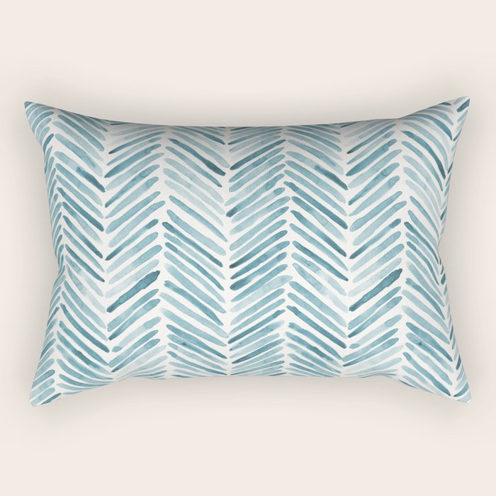 Turquoise herringbone - watercolor Rectangular Pillow Gallery Image 1