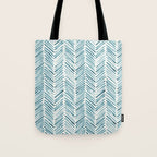 Turquoise herringbone - watercolor Tote Bag Gallery Image 1